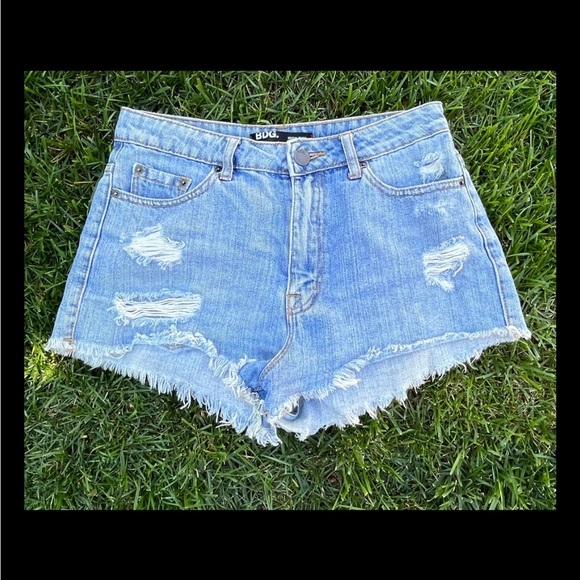BDG High Rise Cheeky Blue Denim Shorts 28 - Picture 1 of 4
